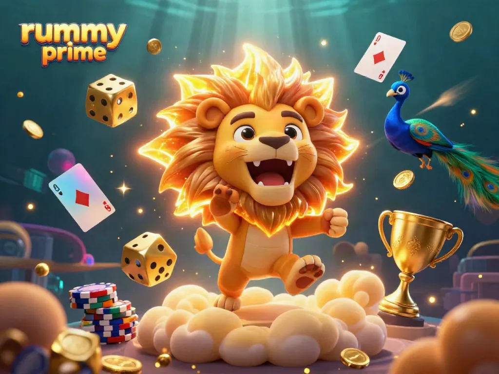 Engage with rummy prime through vibrant 3D illustrations featuring dynamic gameplay elements and characters.