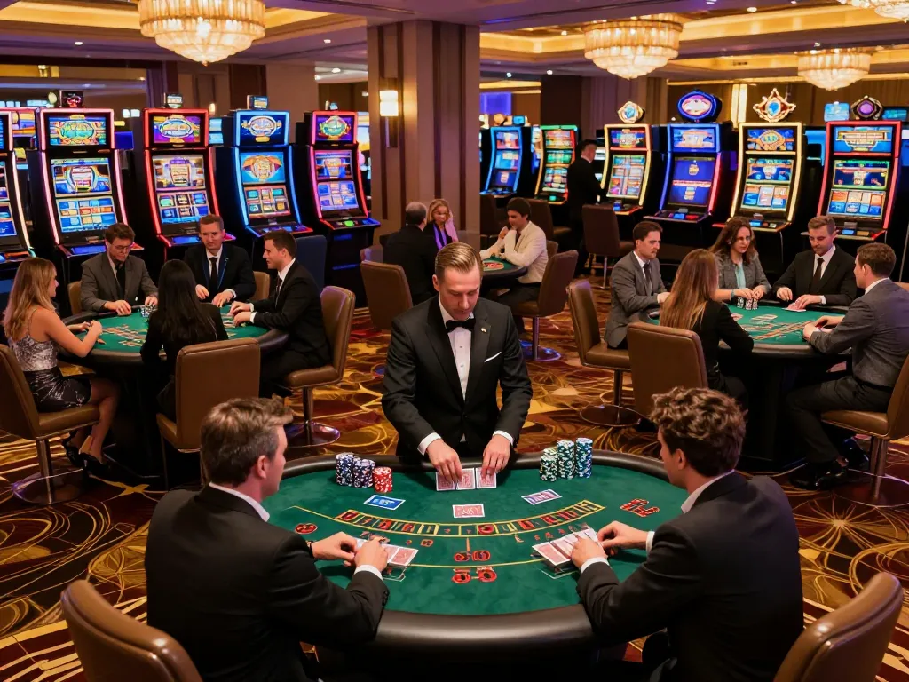 Players experience the thrill of blackjack at HM88 casino, showcasing strategic gameplay with engaged participants.