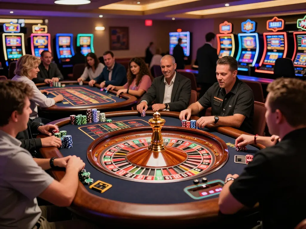 Players engaging in the thrilling roulette action at bdtk66's vibrant casino atmosphere