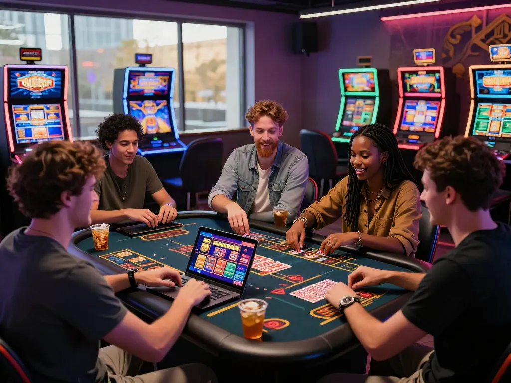 Engaging online gaming experience with friends enjoying akunjp games in a lively atmosphere.