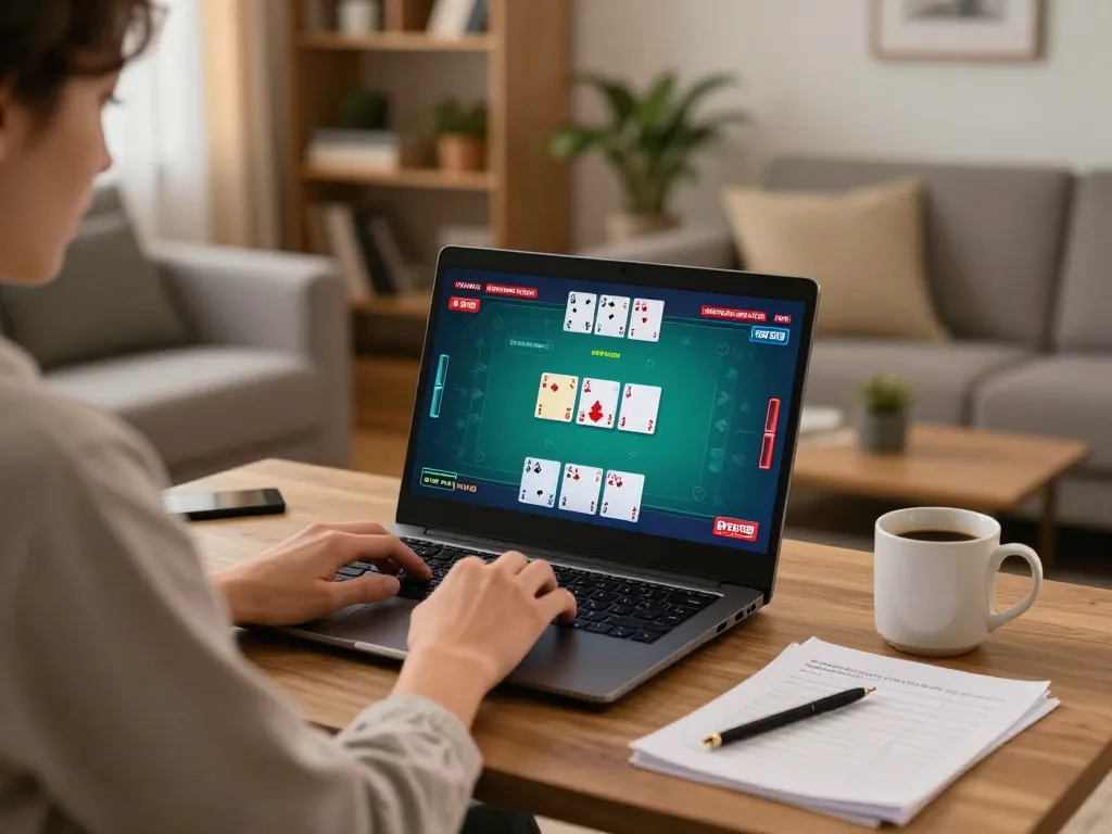 Experience thrilling online poker gaming with 23winy strategy from a cozy living room setup.