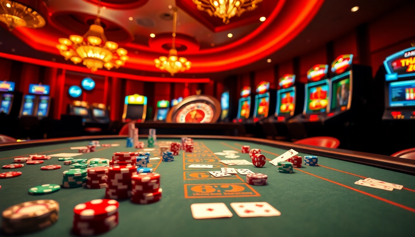 The thrill of gaming at TG88 with vibrant poker chips, dice, and an exciting roulette wheel.