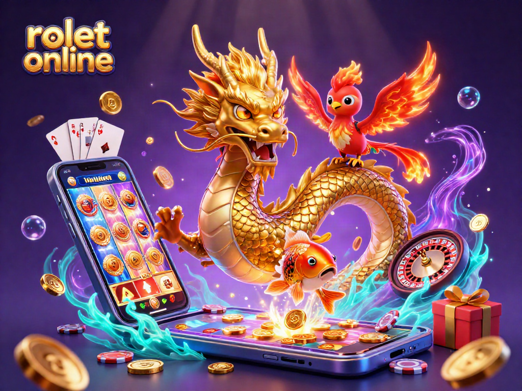 Experience thrilling rolet online action with a dynamic dragon and vibrant casino elements.