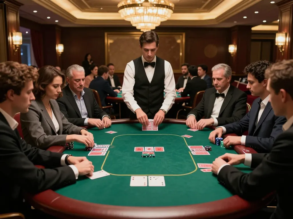 du88 poker game action at a luxurious casino table with players strategizing