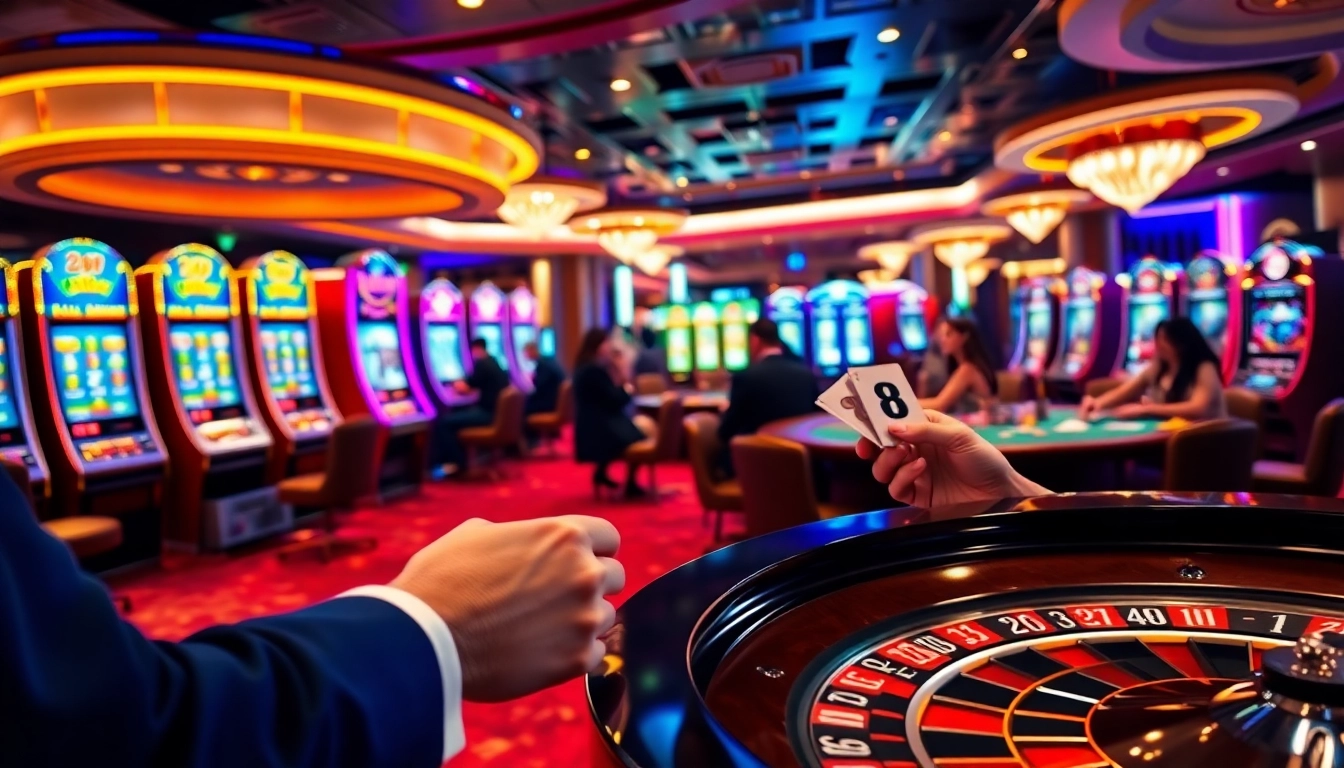 33win players enjoying a thrilling game at a luxurious casino.