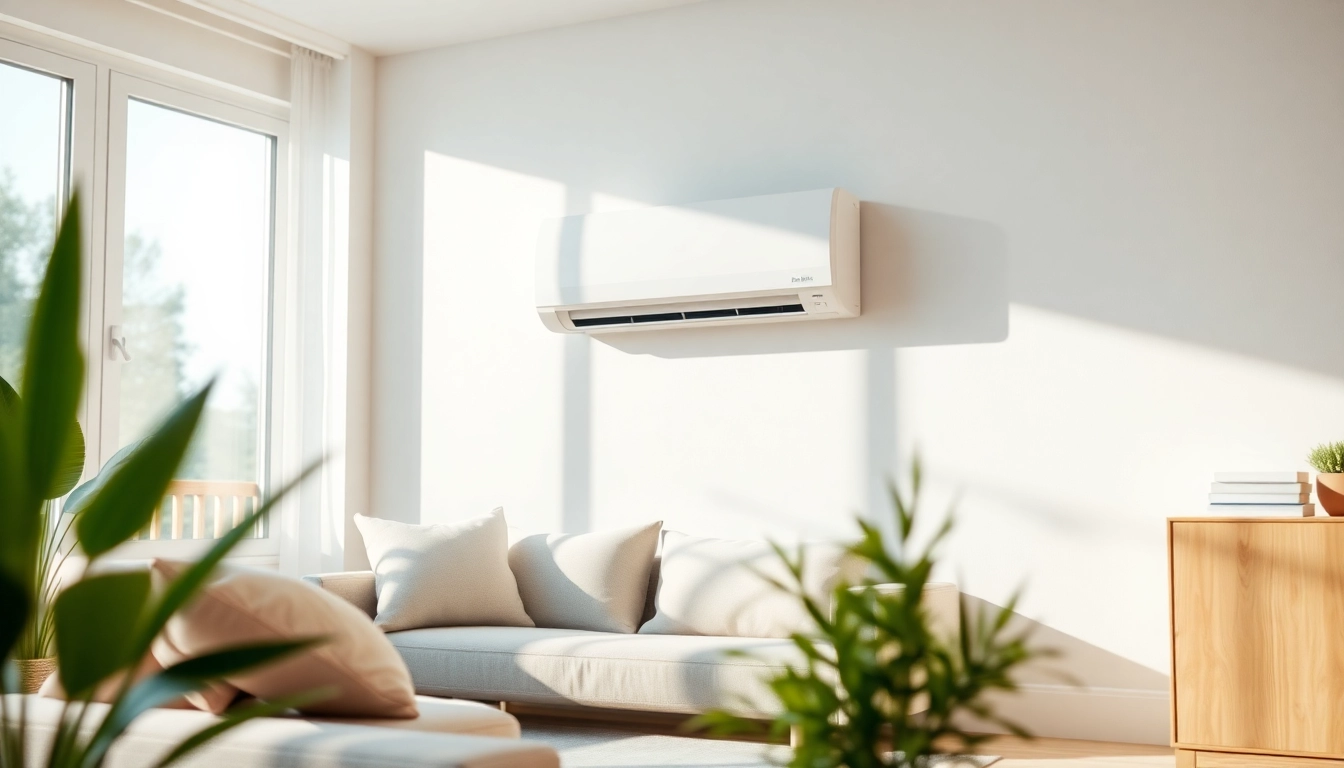 Efficient Daikin mini split AC system enhancing a modern living room ambiance with stylish decor.