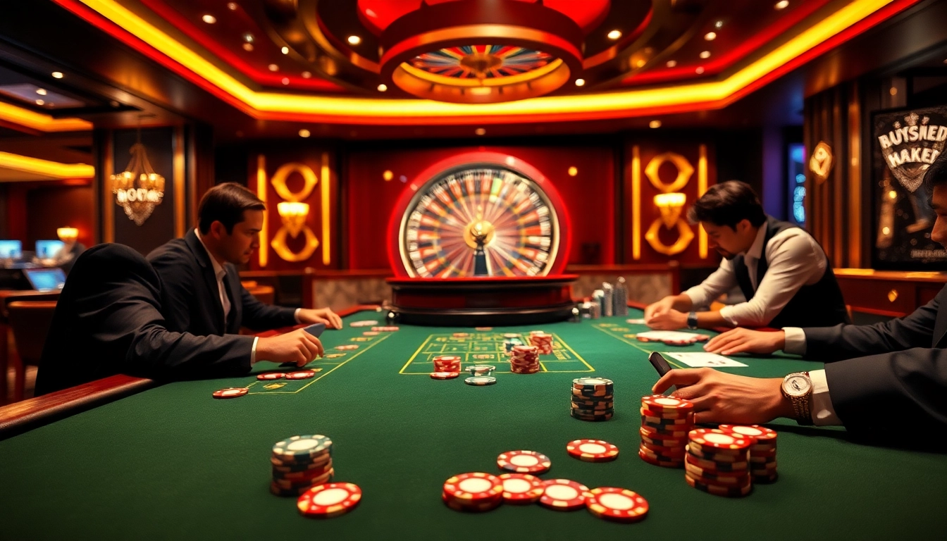 Experience high-stakes gameplay with CM88, showcasing vibrant casino elements and intense poker action.