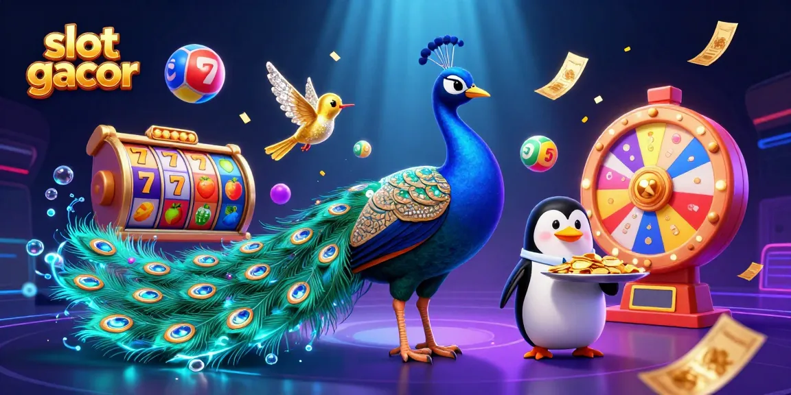 Engage with exciting slot gacor action featuring a charming 3D peacock and vibrant gaming elements.