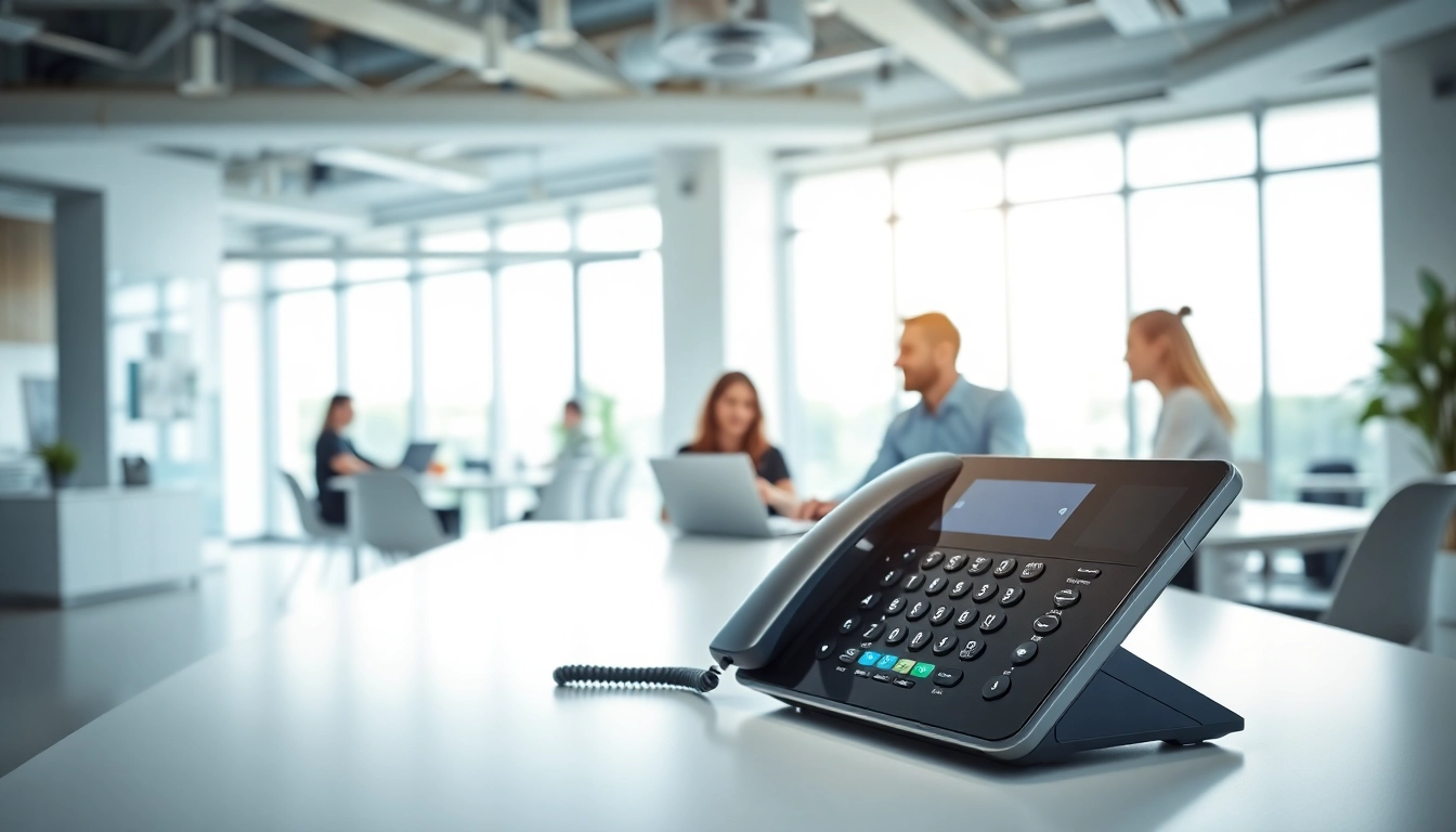 Team collaborating through a cloud based phone system in a modern office environment.