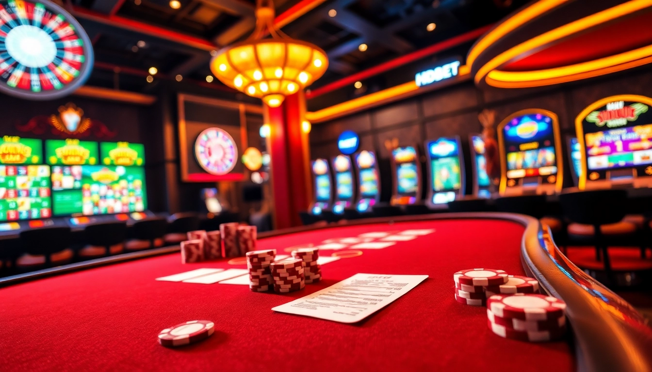 Experience the thrill of HDBET at an elegant poker table with vibrant gambling elements.
