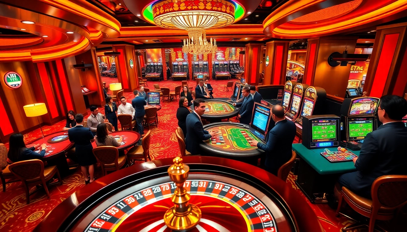 Experience vibrant gaming action at Lu88k.com, with lively casino tables and enthusiastic players.