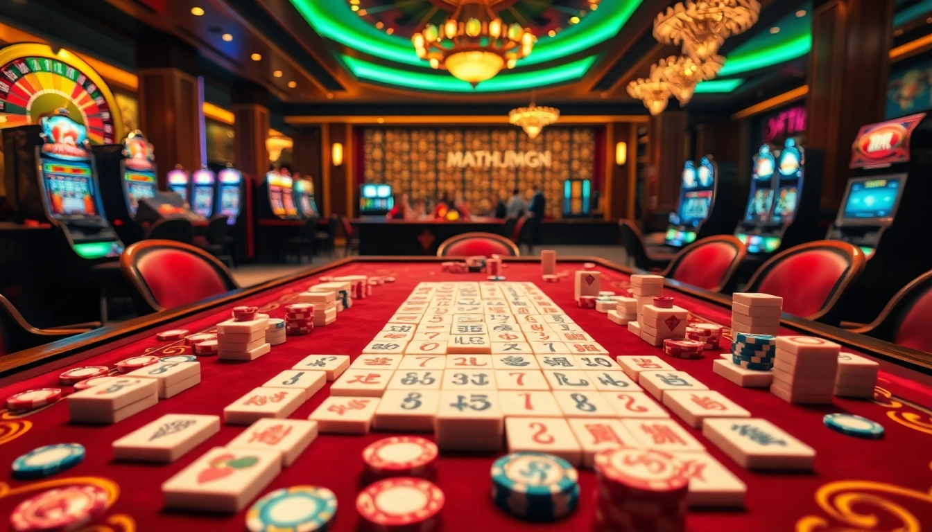 Nikmati permainan Mahjong yang mendebarkan dengan ubin yang elegan dan suasana kasino yang meriah.