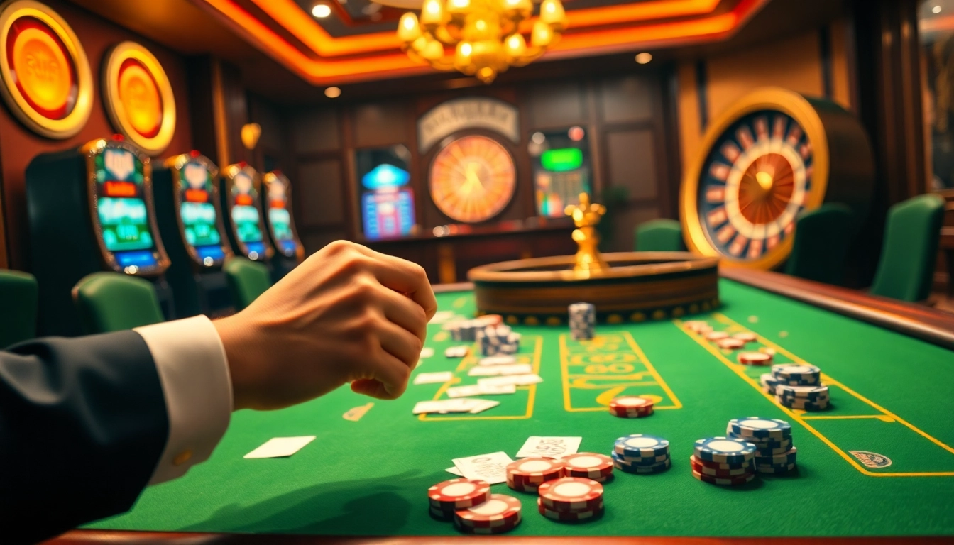 Experience the thrill of j88 as players engage in high-stakes betting at a luxury casino.