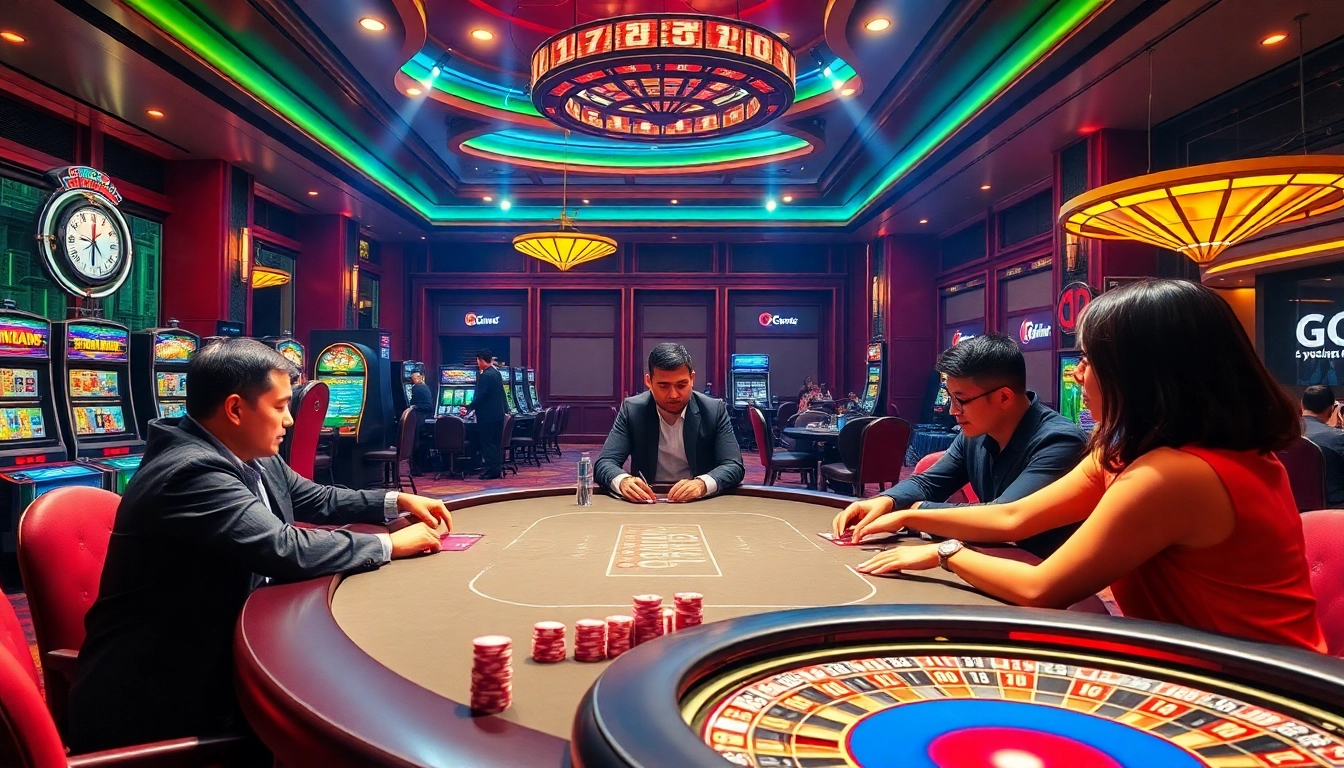 Cổng game gg88 captivates players at a vibrant casino table filled with action and excitement.