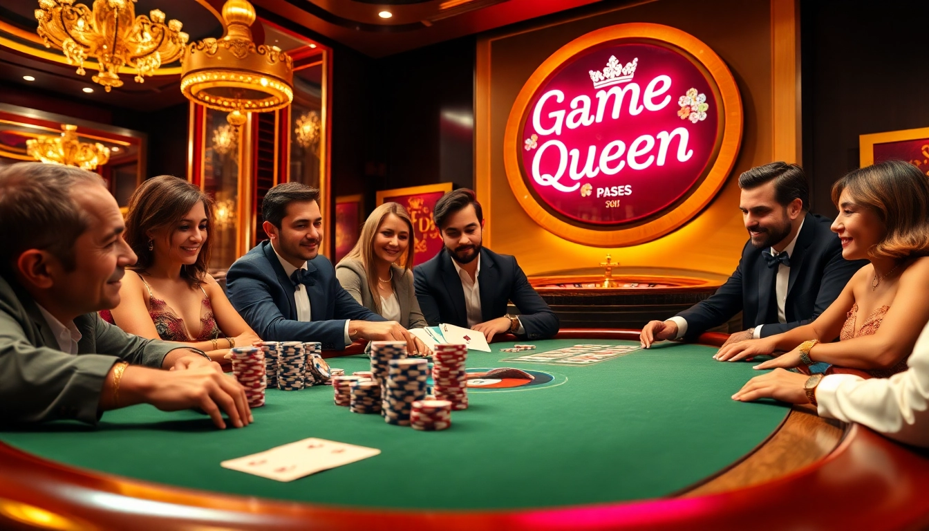 Experience the thrill of the Game Queen at a vibrant casino poker table.