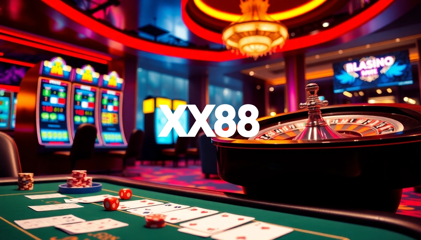 Experience thrilling gameplay at XX88 online casino with lively slot machines and poker tables.