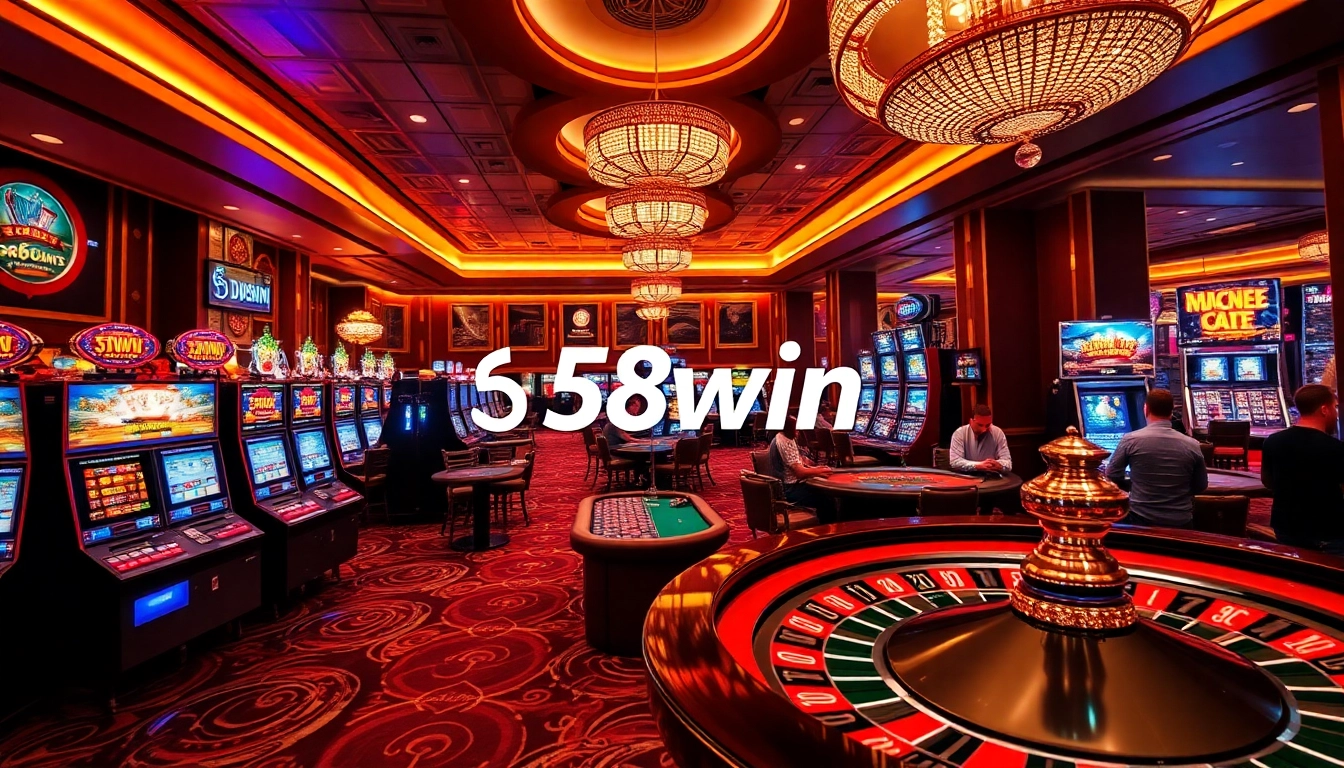 Engaging players enjoying casino games at 58win, showcasing excitement and luxury.