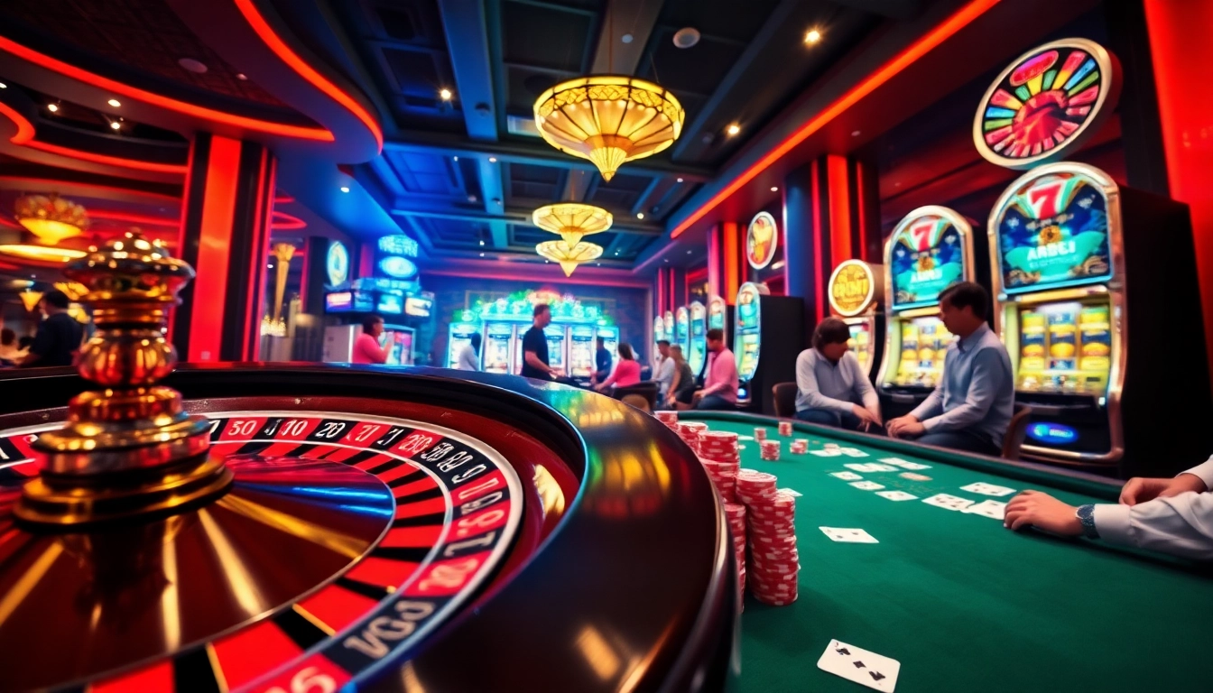 Lazadatoto gamblers enjoying a thrilling moment at a vibrant casino table with exciting games.