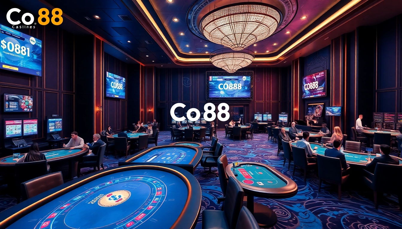 Experience the excitement of Co88 online casino with vibrant gaming tables and luxurious atmosphere.