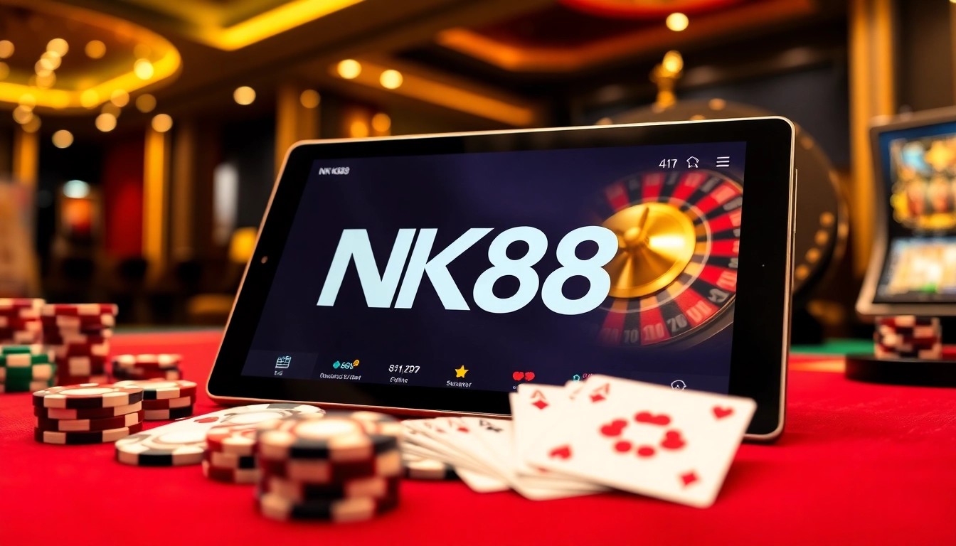 Experience NK88's vibrant casino excitement with luxurious setups and engaging gameplay.