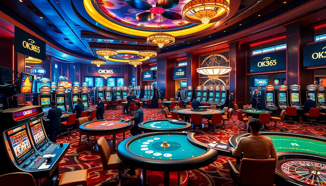 Players enjoying a vibrant casino experience at OK365 with engaging games and attentive dealers.
