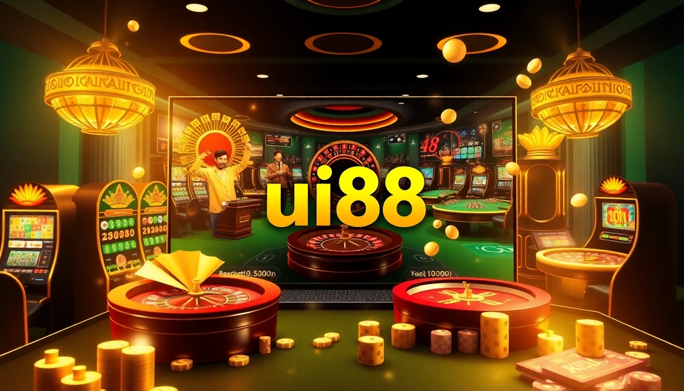 The thrilling gaming environment of uu88 with engaging slot machines and roulette tables.