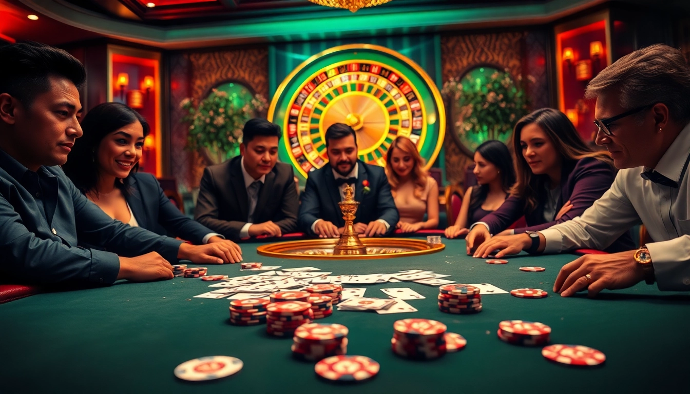 Players strategizing at the ww88 poker table amidst a luxurious casino ambiance.