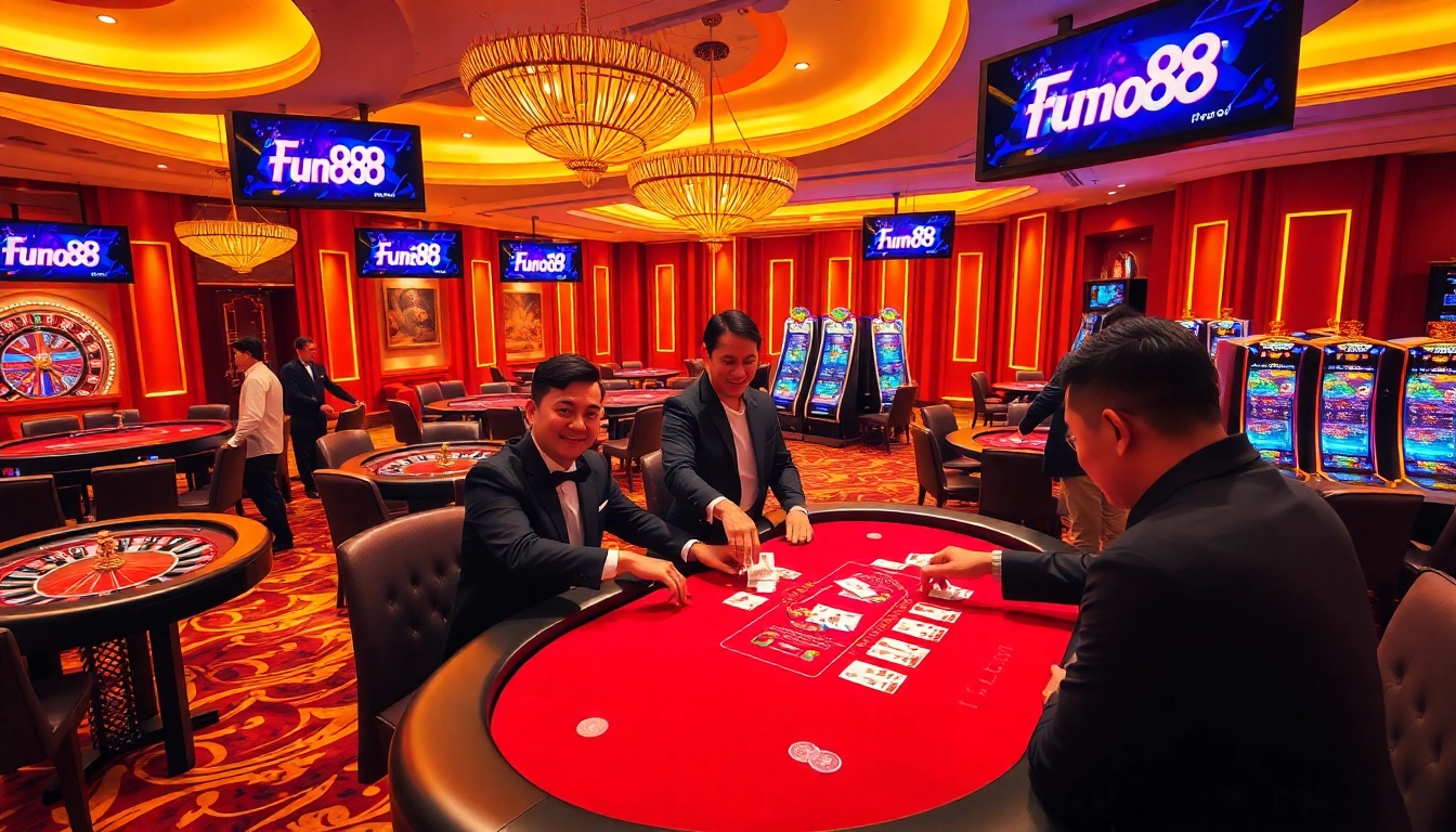 Experience the excitement of Fun88 with thrilling table games in a luxurious casino setting.