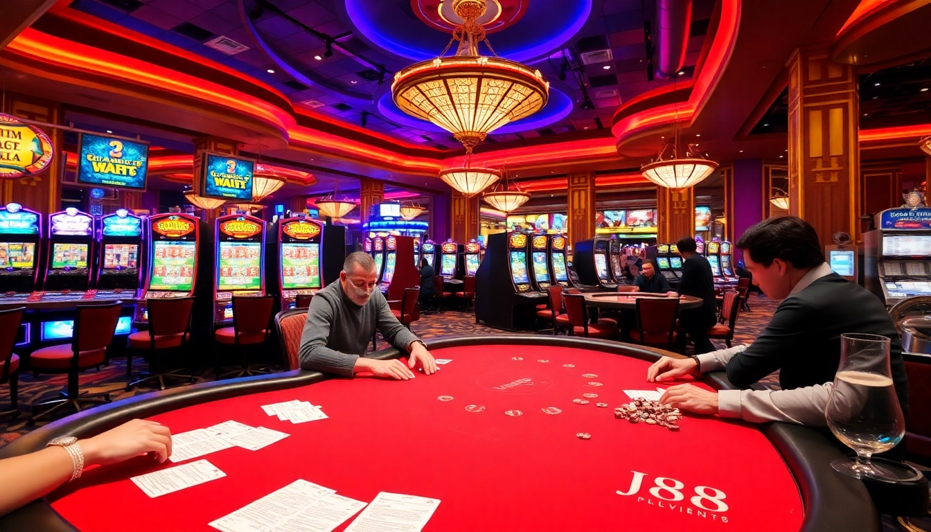 Experience the thrill of J88 gaming with vibrant casino tables and exciting poker action.