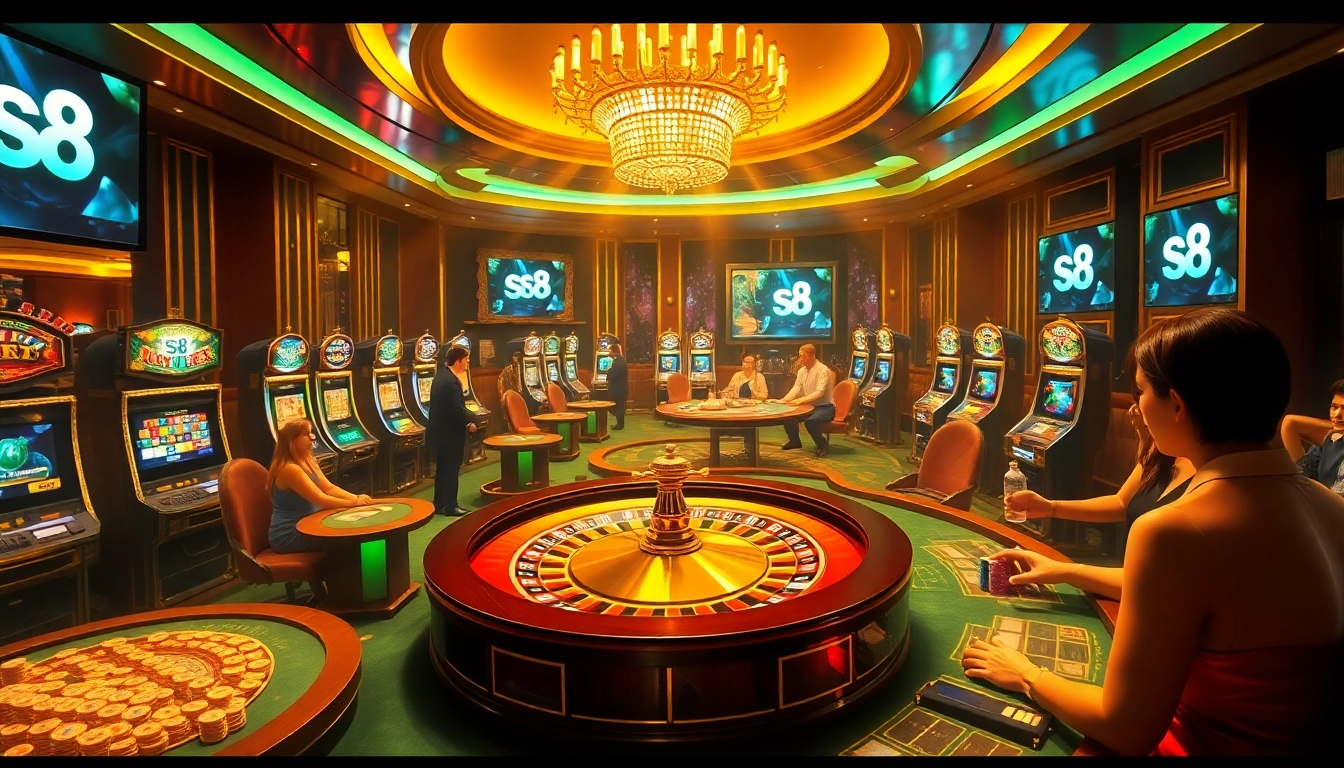 Exciting gameplay at the S8 game casino, featuring roulette and poker chips.