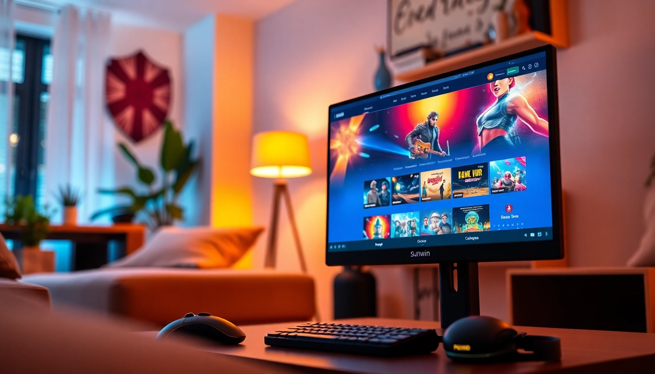 Experience Sunwin gaming with an engaging user interface in a cozy setting.