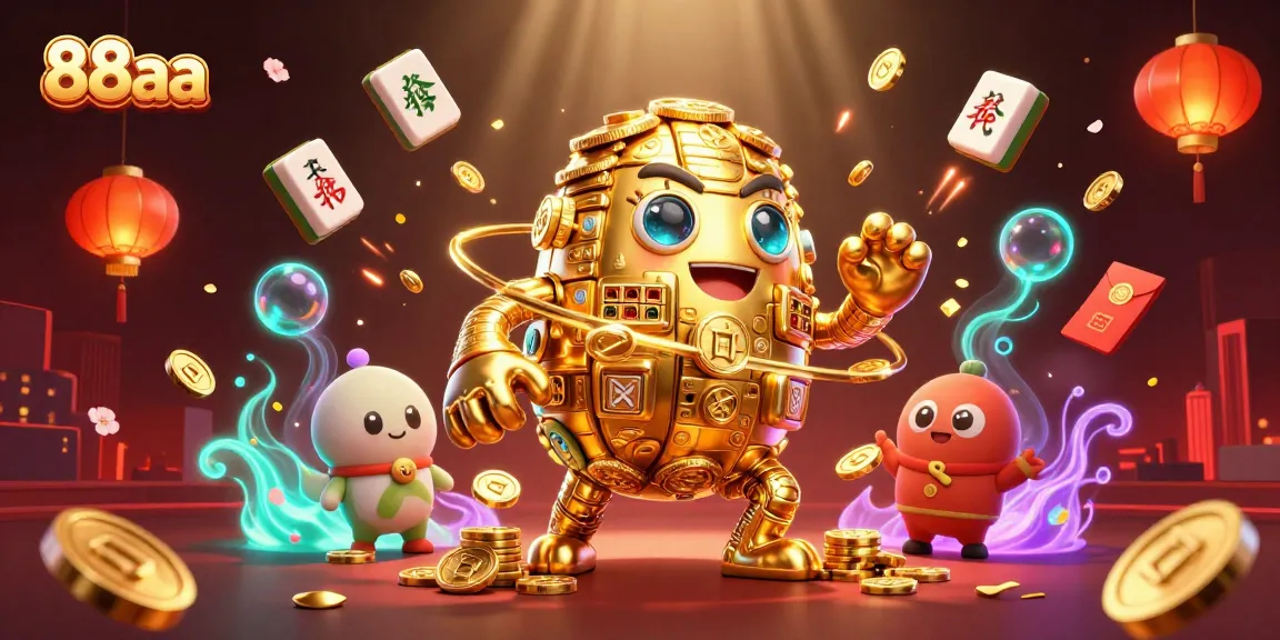 Experience the excitement of 88aa with a vibrant 3D cartoon golem amidst gaming elements