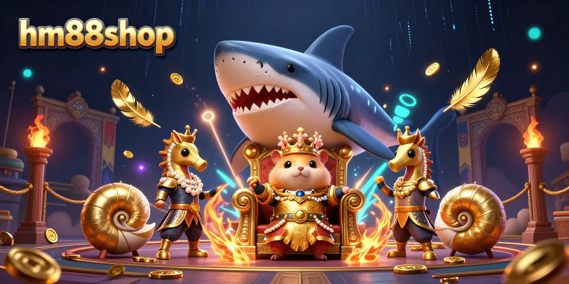 Experience the excitement of betting at hm88shop with a vibrant 3D illustration of a hamster king throne.